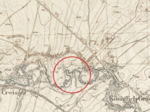 GRODZISZCZE, Messtischblatt z 1936 roku z zaznaczoną lokalizacją obiektu