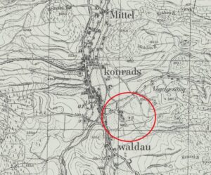 GRZĘDY, Messtischblatt z 1937 roku z zaznaczoną lokalizacją obiektu