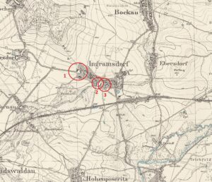 IMBRAMOWICE, Messtischblatt z 1937 roku z zaznaczoną lokalizacją obiektów