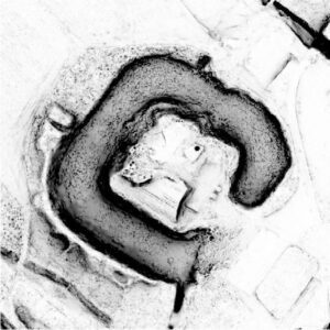 BORÓW,sky view factor (stopień widoczności nieba) na podstawie numerycznego modelu terenu (oprac. M. Legut-Pintal, P. Rajski, Katalog Zamków i Dworów Obronnych Śląska [https://zamki.pwr.edu.pl/]. Licencja: CC BY-SA 4.0 [https://creativecommons.org/licenses/by-nc/4.0/])