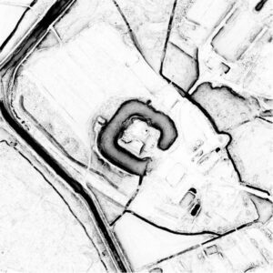 BORÓW,sky view factor (stopień widoczności nieba) otoczenia stanowiska na podstawie numerycznego modelu terenu (oprac. M. Legut-Pintal, P. Rajski, Katalog Zamków i Dworów Obronnych Śląska [https://zamki.pwr.edu.pl/]. Licencja: CC BY-SA 4.0 [https://creativecommons.org/licenses/by-nc/4.0/])