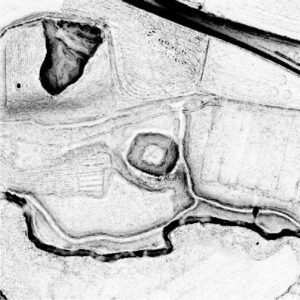 WYSZONOWICE,sky view factor (stopień widoczności nieba) otoczenia stanowiska na podstawie numerycznego modelu terenu (oprac. M. Legut-Pintal, P. Rajski, Katalog Zamków i Dworów Obronnych Śląska [https://zamki.pwr.edu.pl/]. Licencja: CC BY-SA 4.0 [https://creativecommons.org/licenses/by-nc/4.0/]