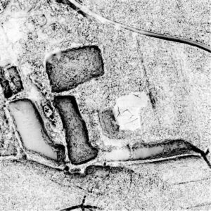 GRZĘDY,sky view factor (stopień widoczności nieba) na podstawie numerycznego modelu terenu (oprac. M. Legut-Pintal, P. Rajski, Katalog Zamków i Dworów Obronnych Śląska [https://zamki.pwr.edu.pl/]. Licencja: CC BY-SA 4.0 [https://creativecommons.org/licenses/by-nc/4.0/])