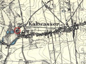 ZIMNA WODA, fragment mapy Messtischblatt z lokalizacją obiektu