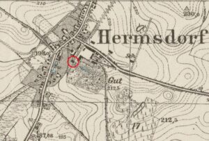 JERZMANOWA, fragment mapy Messtischblatt z lokalizacją obiektu