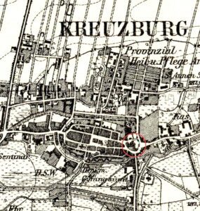 KLUCZBORK, fragment mapy Messtischblatt z lokalizacją obiektu