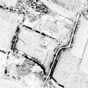 KOWALÓW, sky view factor (stopień widoczności nieba) otoczenia stanowiska na podstawie numerycznego modelu terenu (oprac. M. Legut-Pintal, P. Rajski, Katalog Zamków i Dworów Obronnych Śląska [https://zamki.pwr.edu.pl/]. Licencja: CC BY-SA 4.0 [https://creativecommons.org/licenses/by-nc/4.0/])