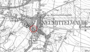 MIĘDZYBÓRZ, fragment mapy Messtischblatt z lokalizacją obiektu