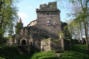 Grodziec, brama wjazdowa i donżon, stan 2008.