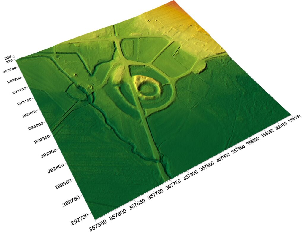 PRZYGÓRZE, zamek Quingenberg, cieniowany model reliefu stanowiska (oprac. M. Legut-Pintal, P. Rajski, Katalog Zamków i Dworów Obronnych Śląska [https://zamki.pwr.edu.pl/]. Licencja: CC BY-SA 4.0 [https://creativecommons.org/licenses/by-nc/4.0/])