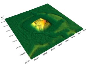 CZARNY BÓR, cieniowany model reliefu stanowiska (oprac. M. Legut-Pintal, P. Rajski, Katalog Zamków i Dworów Obronnych Śląska [https://zamki.pwr.edu.pl/]. Licencja: CC BY-SA 4.0 [https://creativecommons.org/licenses/by-nc/4.0/])