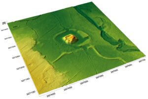 CZARNY BÓR, cieniowany model reliefu otoczenia stanowiska (oprac. M. Legut-Pintal, P. Rajski, Katalog Zamków i Dworów Obronnych Śląska [https://zamki.pwr.edu.pl/]. Licencja: CC BY-SA 4.0 [https://creativecommons.org/licenses/by-nc/4.0/])