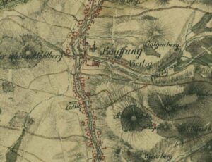 WOJCIESZÓW, pałac Niemitz, przedstawienie majątku Niemitz-Kauffung na mapie Reglera