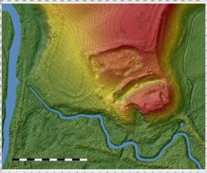 WILKÓW, zespół wałów i fos na numerycznym modelu terenu