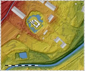 KŁACZYNA, zbliżenie zamku na numerycznym modelu terenu, oprac. P. Błoniewski