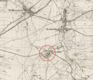 1. KĄTKI, pałac i folwark na niemieckiej mapie Messtischblatt, ark. Weizenrodau wyd. z 1936 (opr. P. Błoniewski)