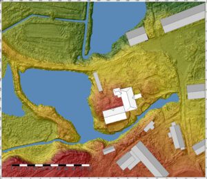KĄTKI, pałac i folwark wg numerycznego modelu terenu (opr. P. Błoniewski , Katalog Zamków i Dworów Obronnych Śląska [https://zamki.pwr.edu.pl/]. Licencja: CC BY-NC 4.0 [https://creativecommons.org/licenses/by-nc/4.0/])