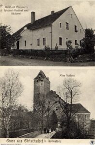 GNIEWKÓW, zamek od południa na archiwalnej pocztówce