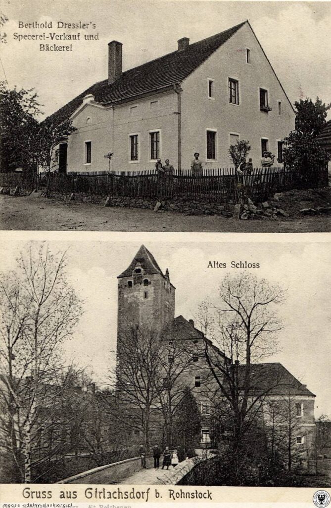 GNIEWKÓW, zamek od południa na archiwalnej pocztówce