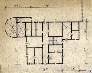 GNIEWKÓW, szkicowy plan parteru (za Fabierkiewicz 1965)