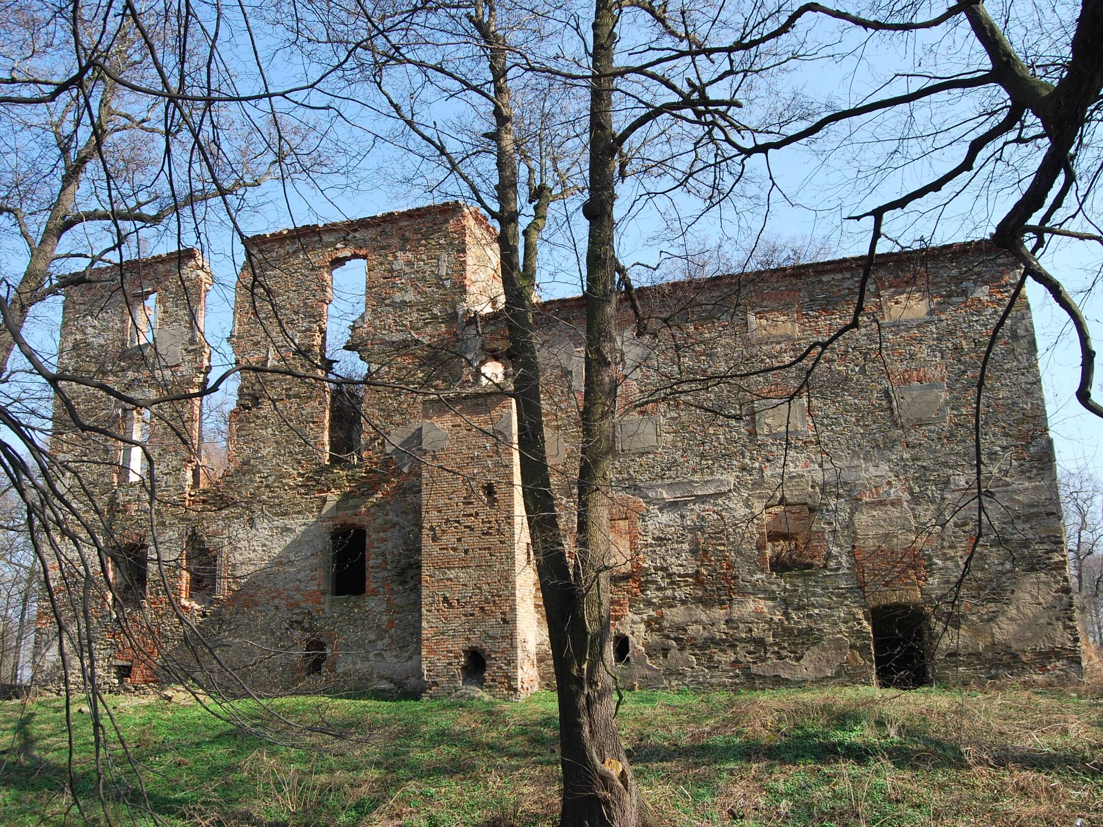 PIELASZKOWICE, skrzydło zach. z basztą latrynową (fot. P. Błoniewski)