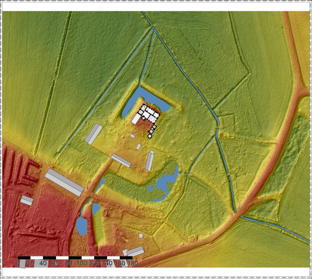 PIELASZKOWICE, zespół zamkowy wg numerycznego modelu terenu (opr. P. Błoniewski)