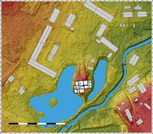 SZCZEPANÓW, dwór górny wg NMT (opr. Piotr Błoniewski, Katalog Zamków i Dworów Obronnych Śląska [https://zamki.pwr.edu.pl/]. Licencja: CC BY-NC 4.0 [https://creativecommons.org/licenses/by-nc/4.0/])
