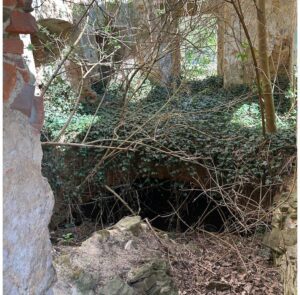 GRODZISZCZE, wnętrze dworu z zapadniętym sklepieniem kolebkowym piwnic w skrzydle wschodnim (fot. A. Kozłowska)