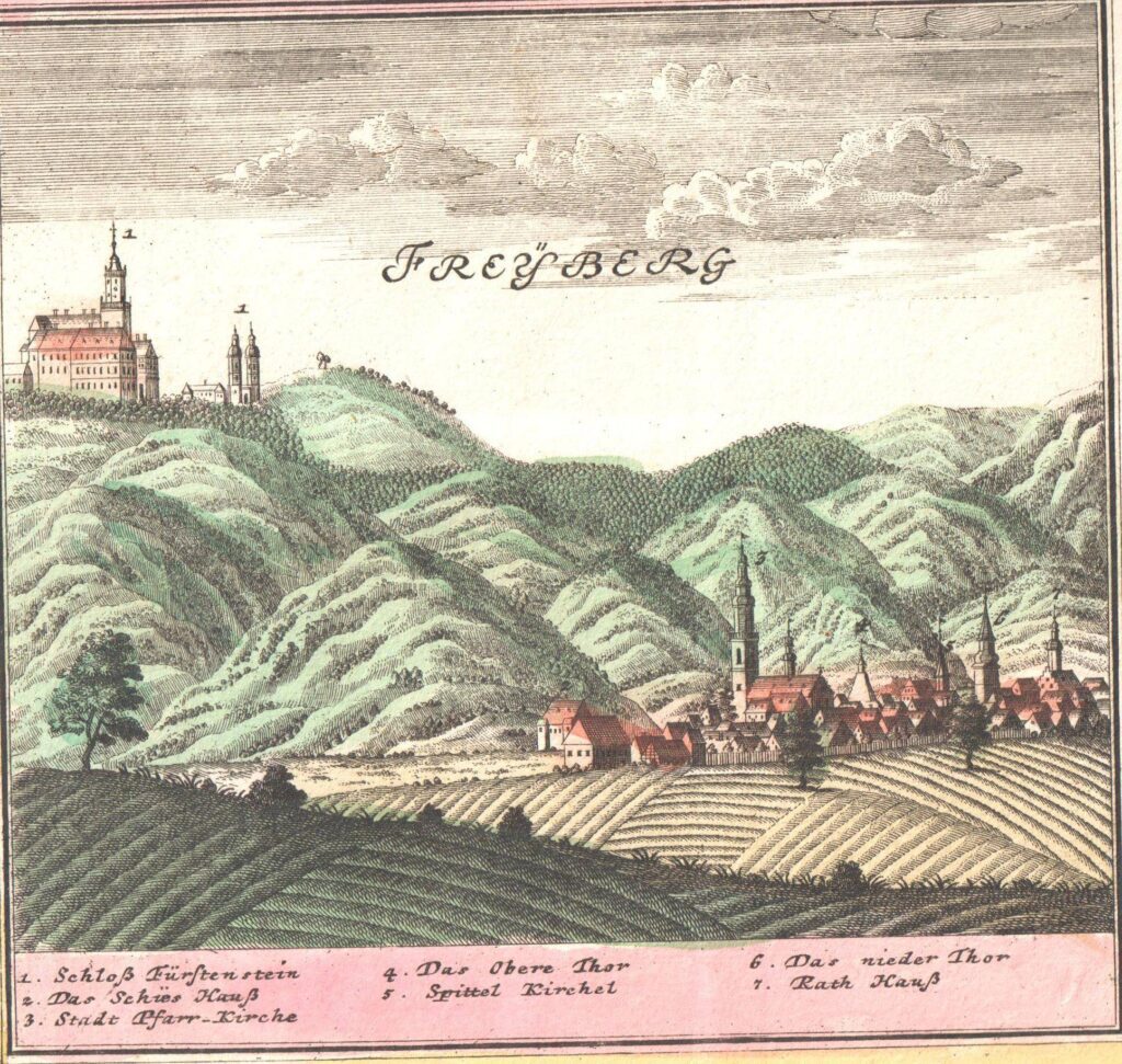 Weduta Świebodzic, miedzioryt wg rys. FB Wernera (Werner S6, zbiory PS)