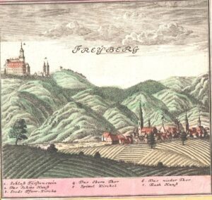 Weduta Świebodzic, miedzioryt wg rys. FB Wernera (Werner S6, zbiory PS)