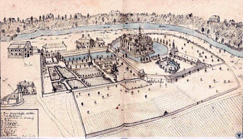 CIECHANOWICE, pałac na ryc. F. B. Wernera, 1745