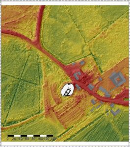 JĘDRZYCHÓW, Zamek w Jędrzychowie wg. numerycznego modelu terenu (opr. P. Błoniewski)