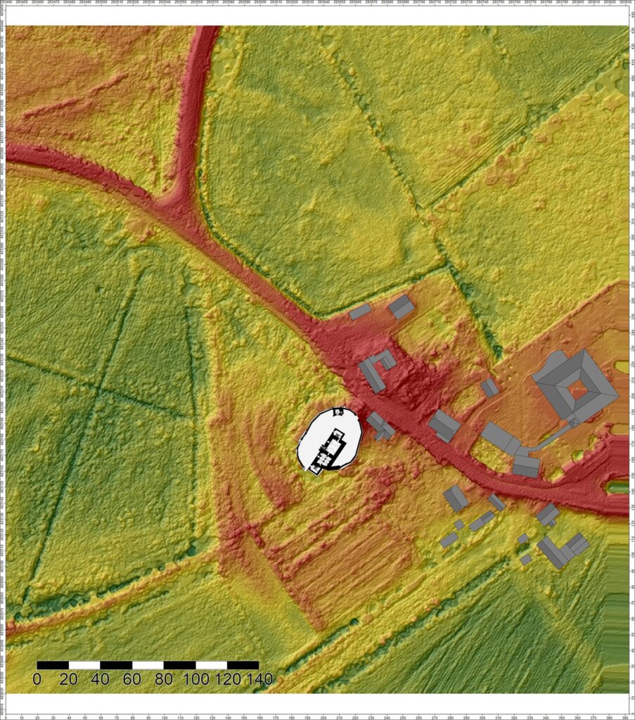 JĘDRZYCHÓW, Zamek w Jędrzychowie wg. numerycznego modelu terenu (opr. P. Błoniewski)