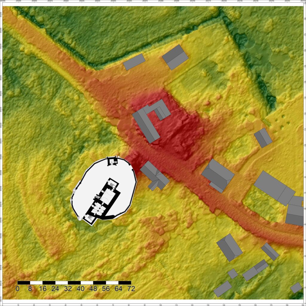 JĘDRZYCHÓW, Zamek na wg. numerycznego modelu terenu – zbliżenie (opr. P. Błoniewski)