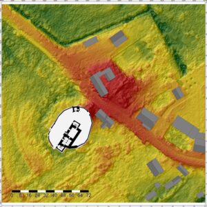 JĘDRZYCHÓW, Zamek na wg. numerycznego modelu terenu – zbliżenie (opr. P. Błoniewski)