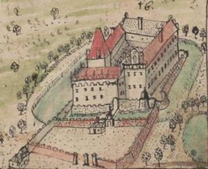 KAMIENNA GÓRA-GRODZTWO, dwór ok. poł. XVIII w. na rys. FB Wernera (Werner-B3, s. 344)