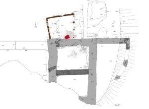 WIERZBNA-Skałka, relikty I fazy zamku z 2 poł. XIII w. (za: Boguszewicz 2005)