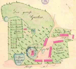 ROŚCISŁAWICE, plan folwarku i dworu z około 1800 r. (APWr., Akta miast Wrocławia (Kartografia), sygn. 1656)