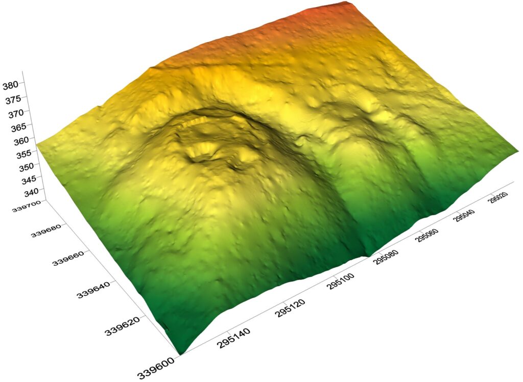 BARDO, st. 3, zamek, cieniowany model reliefu stanowiska (oprac. M. Legut-Pintal, P. Rajski,