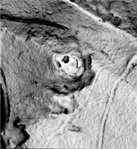 BARDO, st. 3, zamek, sky view factor (stopień widoczności nieba) otoczenia stanowiska na podstawie numerycznego modelu terenu (oprac. M. Legut-Pintal, P. Rajski, Katalog Zamków i Dworów Obronnych Śląska [https://zamki.pwr.edu.pl/]. Licencja: CC BY-SA 4.0 [https://creativecommons.org/licenses/by-nc/4.0/])