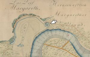 GAJKÓW, fragment arkusza okolic Kamieńca Wrocławskiego z 1851 r. z lokalizacją grodziska stożkowatego w Gajkowie (APWr., sygn. 82/170/0/2.1/I.1043)