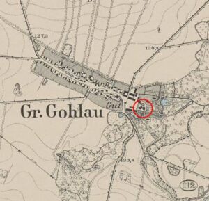 GAŁÓW, fragment mapy Messtischblatt z lokalizacją obiektu.