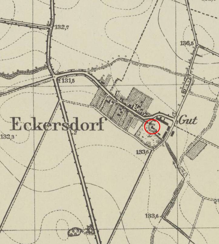 BIESTRZYKÓW, fragment mapy Messtischblatt z lokalizacją dworu