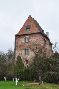 BIESTRZYKÓW, widok wieży od strony wschodniej (fot. D. Nowakowski , Katalog Zamków i Dworów Obronnych Śląska [https://zamki.pwr.edu.pl/]. Licencja: CC BY-NC 4.0 [https://creativecommons.org/licenses/by-nc/4.0/])