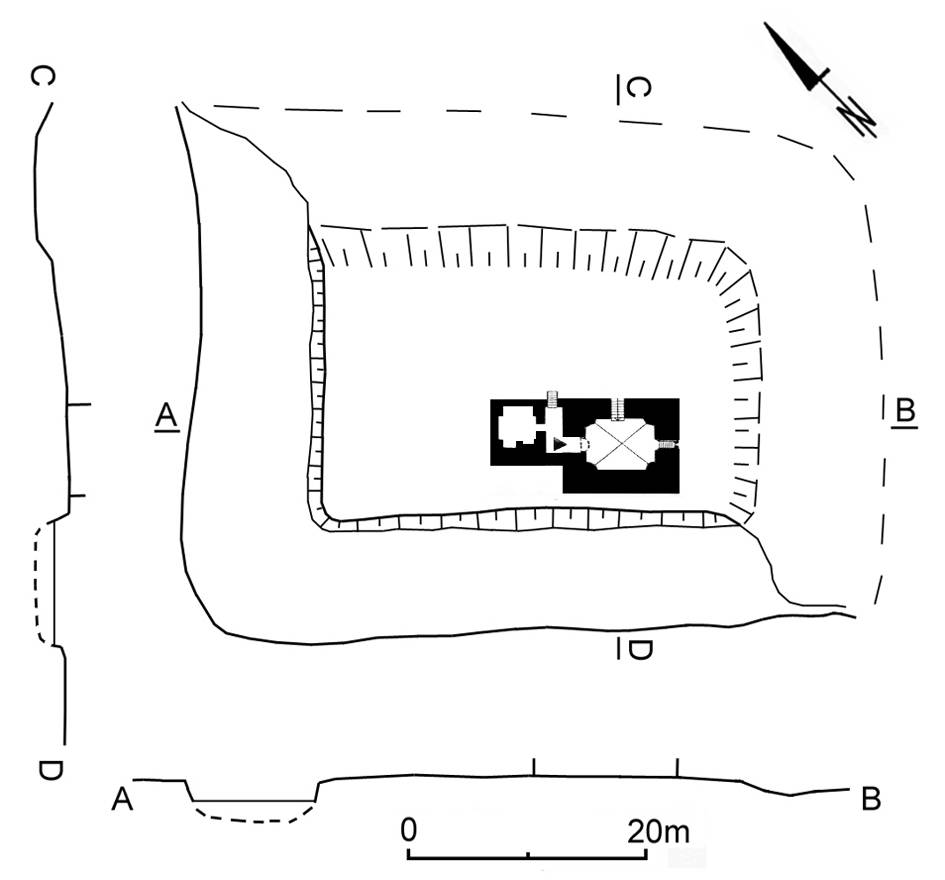 BIESTRZYKÓW, schematyczny plan dworu (za: Nowakowski 2017, s. 264