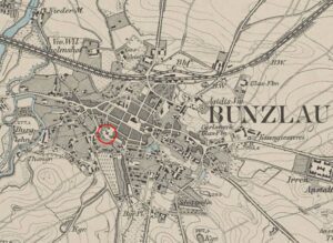 BOLESŁAWIEC, fragment mapy Meßtischblatt z lokalizacją obiektu