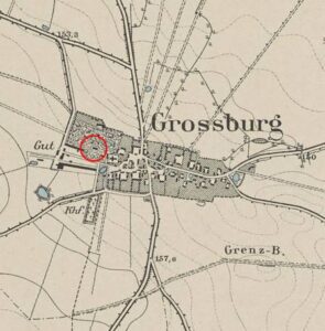 BOREK STRZELIŃSKI, fragment mapy Messtischblatt z lokalizacją dworu