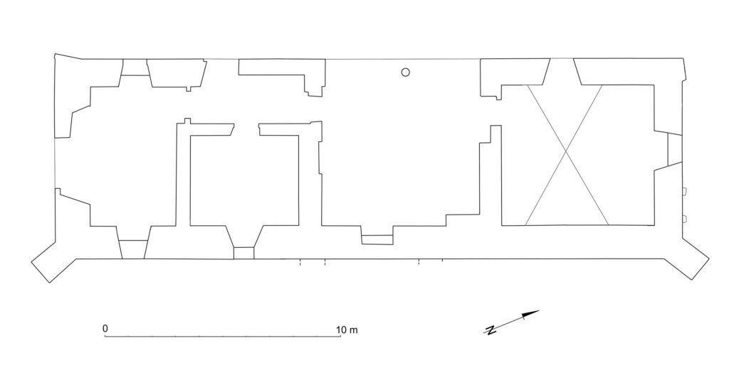 BOREK STRZELIŃSKI, schematyczny plan obiektu na poziomie parteru (opr. D. Nowakowski)