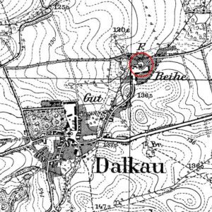 DALKÓW, fragment mapy Messtischblatt z lokalizacją obiektu