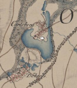 DOBRA, lokalizacja dworu na mapie Ch.F. Wrednego z lat 1747-1753 (SBB, Preussischer Kulturbesitz, sygn. N 1506, Bd. 5, Blatt 28)